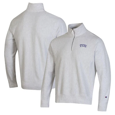 Men's Champion Gray TCU Horned Frogs Reverse Weave Quarter-Zip Jacket