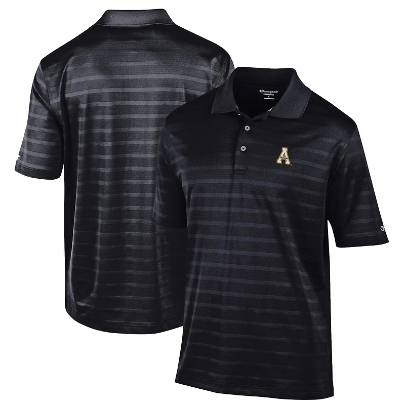Men's Champion Black Appalachian State Mountaineers Relaxed Fit Textured Solid Polo