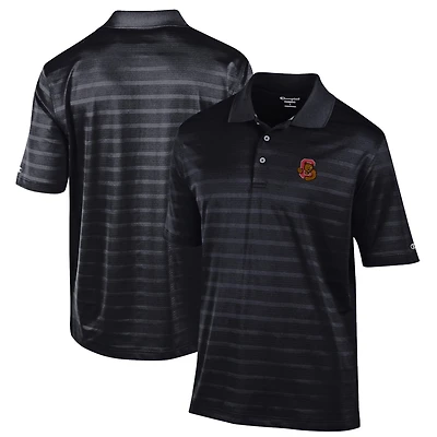 Men's Champion Black Cornell Big Red Relaxed Fit Textured Solid Polo