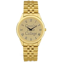 Men's Gold Granite State College Medallion Rolled Link Bracelet Wristwatch