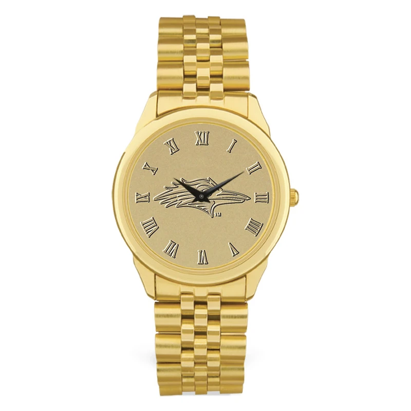 Men's Gold MSU Denver Roadrunners Medallion Rolled Link Bracelet Wristwatch
