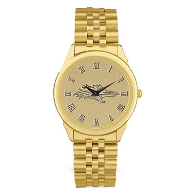 Men's Gold MSU Denver Roadrunners Medallion Rolled Link Bracelet Wristwatch
