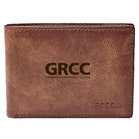 Men's Fossil Brown Grand Rapids Raiders Leather Derrick Front Pocket Bi-Fold Wallet