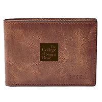 Men's Fossil Brown Saint Rose Golden Knights Leather Derrick Front Pocket Bi-Fold Wallet