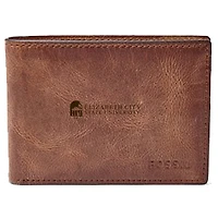Men's Fossil Brown ECSU Vikings Leather Derrick Front Pocket Bi-Fold Wallet