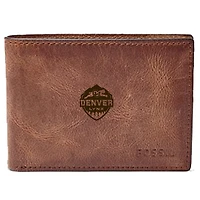 Men's Fossil Brown CU Denver Lynx Leather Derrick Front Pocket Bi-Fold Wallet