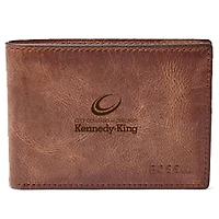 Men's Fossil Brown Kennedy-King College Statesmen Leather Derrick Front Pocket Bi-Fold Wallet