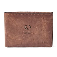 Men's Fossil Brown CCD CityHawks Leather Derrick Front Pocket Bi-Fold Wallet