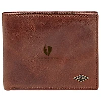 Men's Fossil Brown Gardner-Webb Bulldogs Leather Ryan RFID Flip ID Bifold Wallet