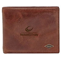 Men's Fossil Brown Richard J Daley College Bulldogs Leather Ryan RFID Flip ID Bifold Wallet