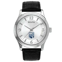 Men's Bulova Silver Endicott College Leather Watch