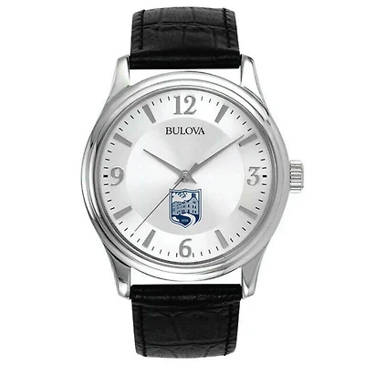 Men's Bulova Silver Endicott College Leather Watch