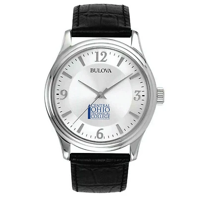 Men's Bulova Silver Central Ohio Technical College Leather Watch