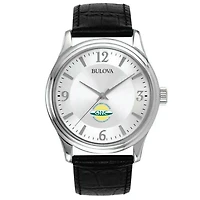 Men's Bulova Silver Golden West College Leather Watch