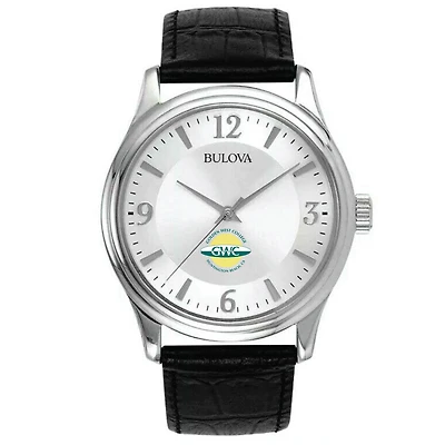 Men's Bulova Silver Golden West College Leather Watch