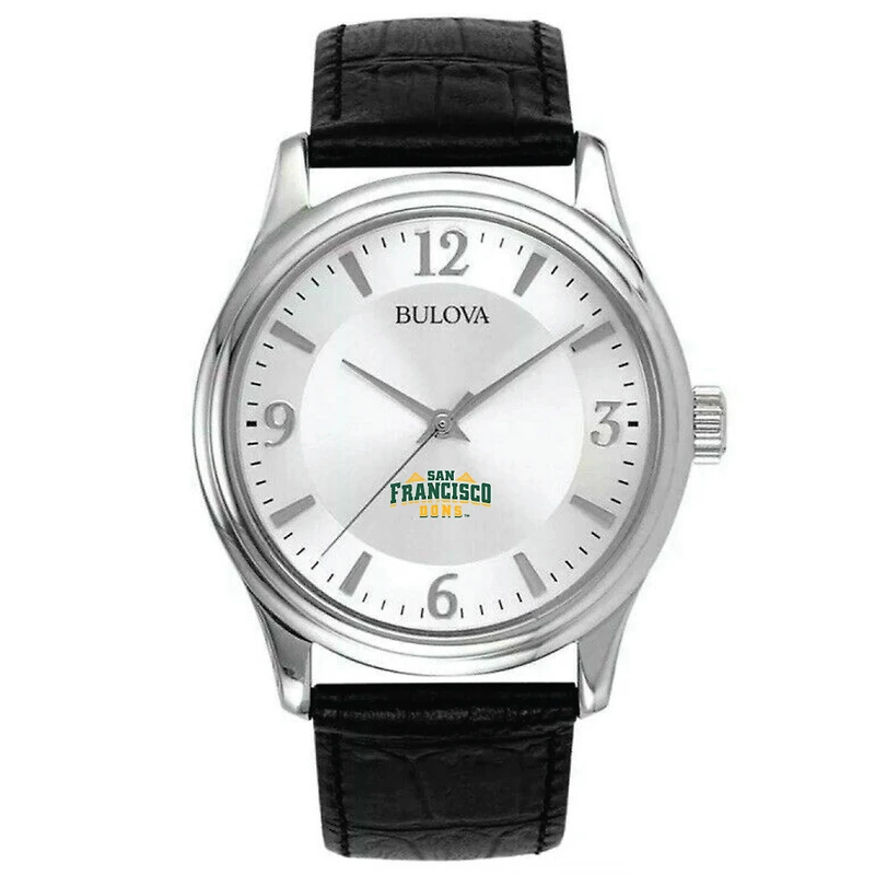 Men's Bulova Silver San Francisco Dons Leather Watch
