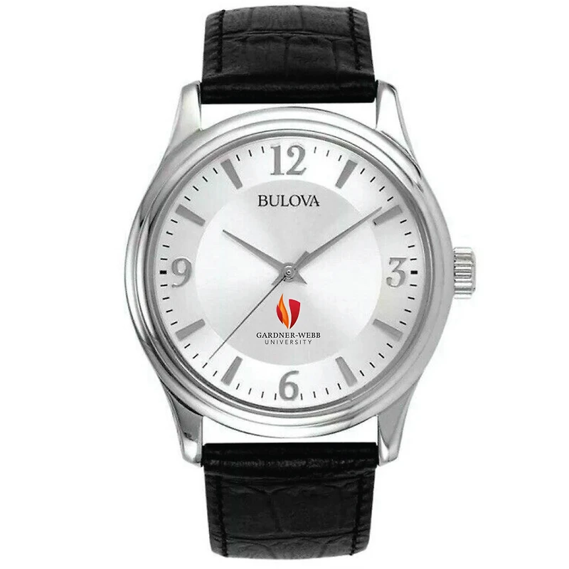 Men's Bulova Silver Gardner-Webb Bulldogs Leather Watch