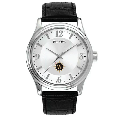Men's Bulova Silver Willamette Bearcats Leather Watch