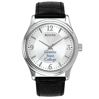 Men's Bulova Silver Granite State College Leather Watch