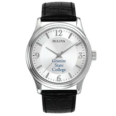 Men's Bulova Silver Granite State College Leather Watch