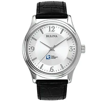 Men's Bulova Silver Tulsa Community College Leather Watch