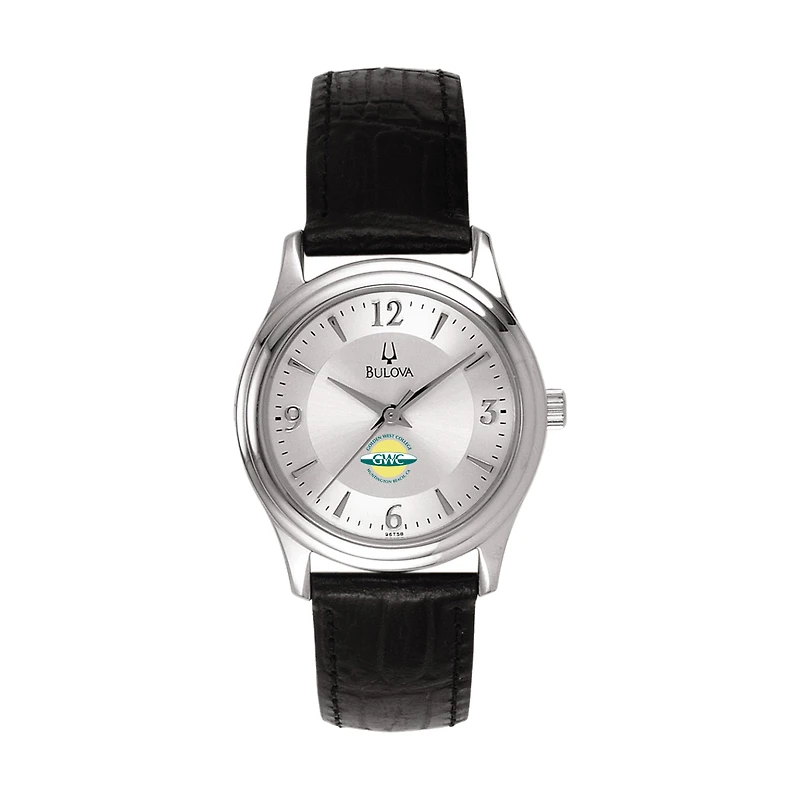 Women's Bulova Silver Golden West College Leather Watch
