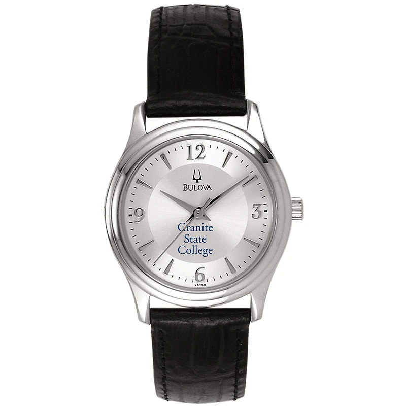 Women's Bulova Silver Granite State College Leather Watch