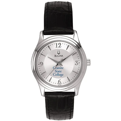 Women's Bulova Silver Granite State College Leather Watch