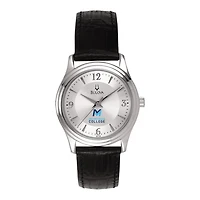 Women's Bulova Silver Mid Michigan College Leather Watch