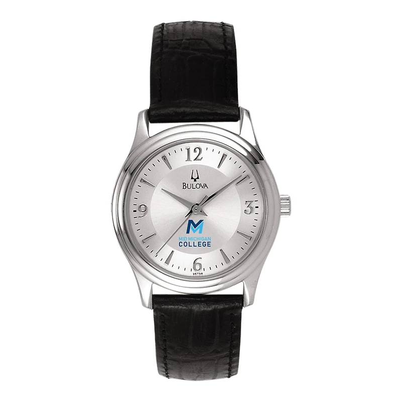 Women's Bulova Silver Mid Michigan College Leather Watch