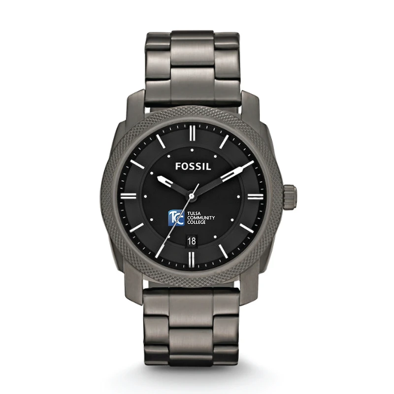Fossil Tulsa Community College Machine Smoke Stainless Steel Watch