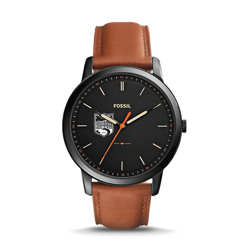 Fossil Black Endicott College The Minimalist Slim Light Brown Leather Watch