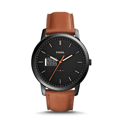 Fossil Black Central Ohio Technical College The Minimalist Slim Light Brown Leather Watch