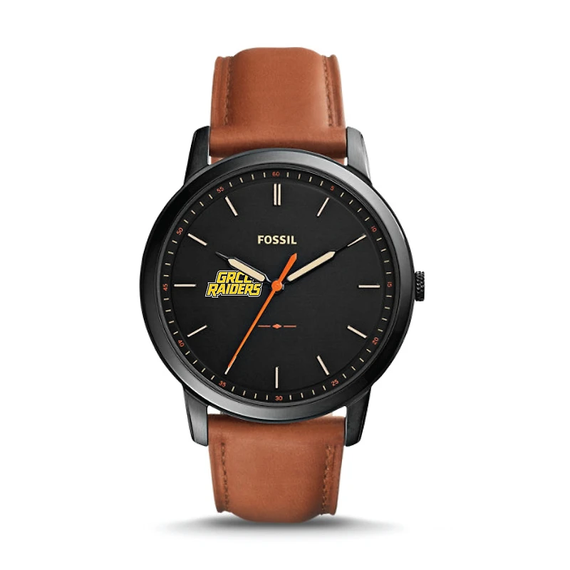 Fossil Black Grand Rapids Raiders The Minimalist Slim Light Brown Leather Watch