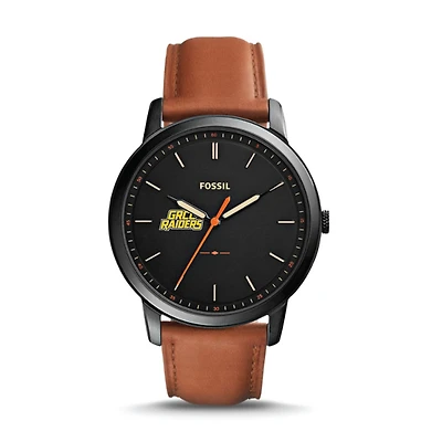 Fossil Black Grand Rapids Raiders The Minimalist Slim Light Brown Leather Watch