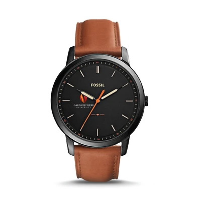 Fossil Black Gardner-Webb Bulldogs The Minimalist Slim Light Brown Leather Watch