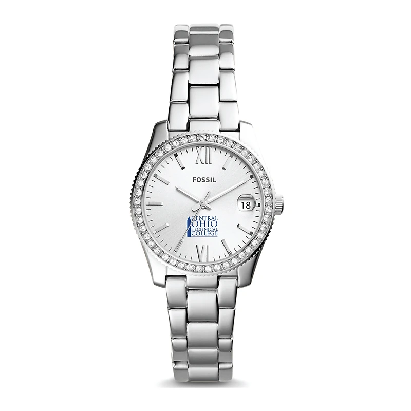 Women's Fossil Silver Central Ohio Technical College Scarlette Mini Three-Hand Date Watch