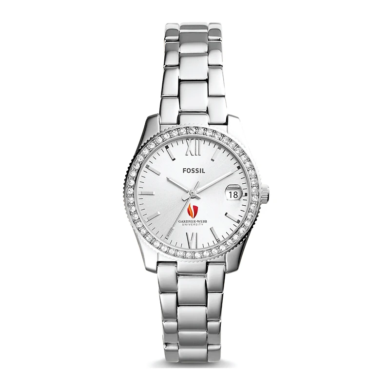 Women's Fossil Silver Gardner-Webb Bulldogs Scarlette Mini Three-Hand Date Watch