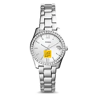 Women's Fossil Silver Saint Rose Golden Knights Scarlette Mini Three-Hand Date Watch