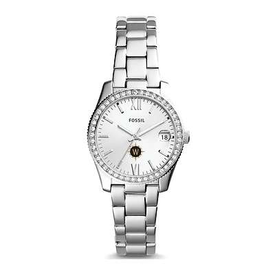 Women's Fossil Silver Willamette Bearcats Scarlette Mini Three-Hand Date Watch