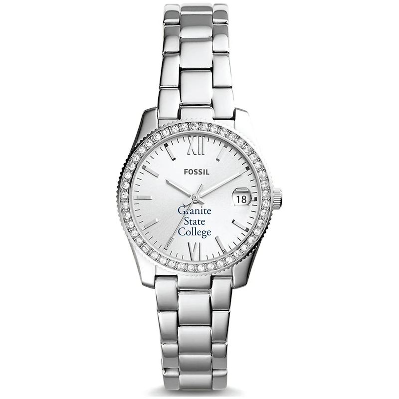Women's Fossil Silver Granite State College Scarlette Mini Three-Hand Date Watch