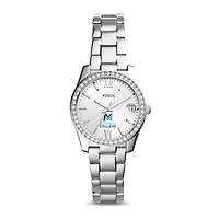 Women's Fossil Silver Mid Michigan College Scarlette Mini Three-Hand Date Watch