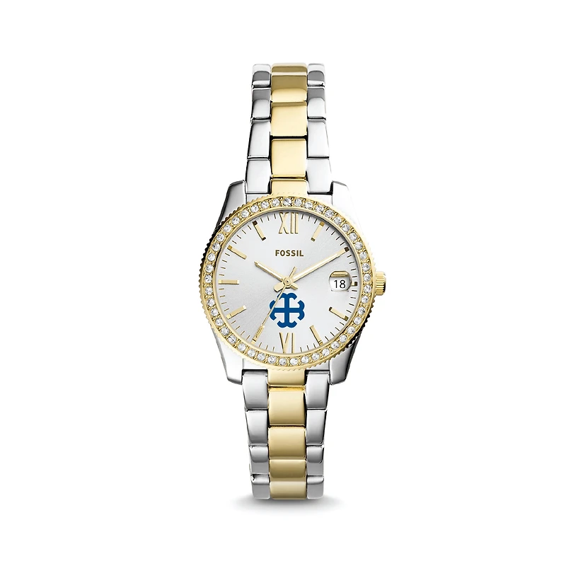 Women's Fossil Silver Saint Mary's Belles Scarlette Mini Two-Tone Stainless Steel Watch