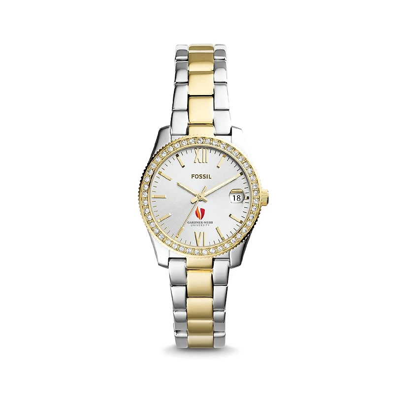 Women's Fossil Silver Gardner-Webb Bulldogs Scarlette Mini Two-Tone Stainless Steel Watch