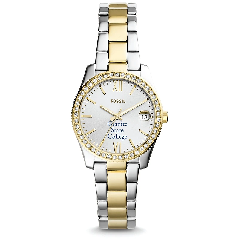 Women's Fossil Silver Granite State College Scarlette Mini Two-Tone Stainless Steel Watch