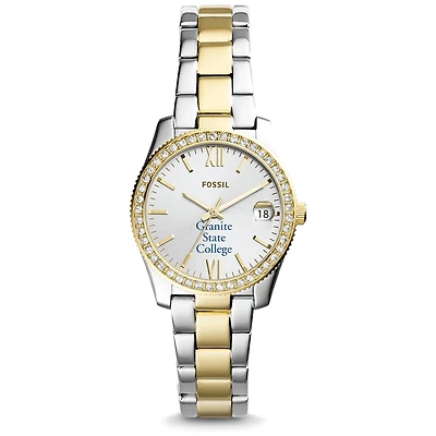Women's Fossil Silver Granite State College Scarlette Mini Two-Tone Stainless Steel Watch