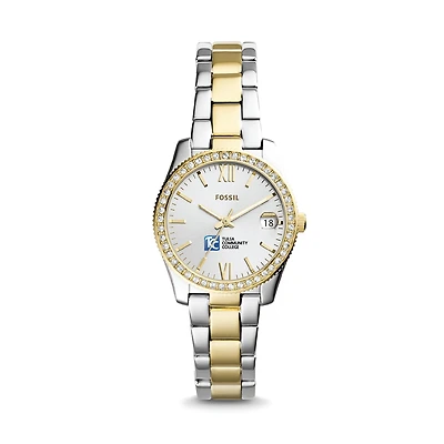 Women's Fossil Silver Tulsa Community College Scarlette Mini Two-Tone Stainless Steel Watch