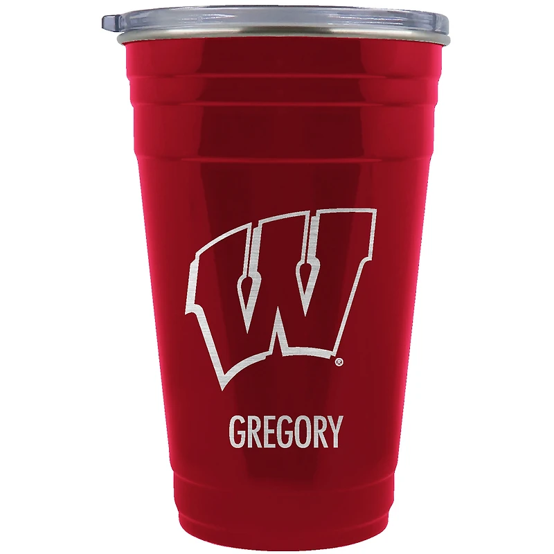 Wisconsin Badgers Team Logo 22oz. Personalized Tailgater Travel Tumbler