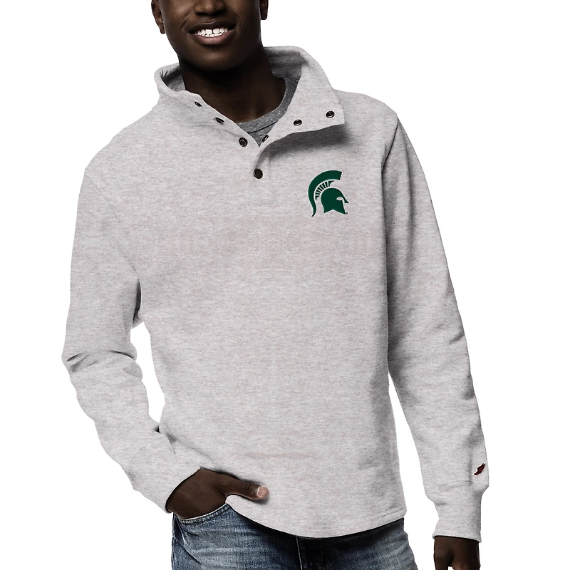 Men's League Collegiate Wear Ash Michigan State Spartans 1636 Fleece Quarter Snap Up Pullover Sweatshirt