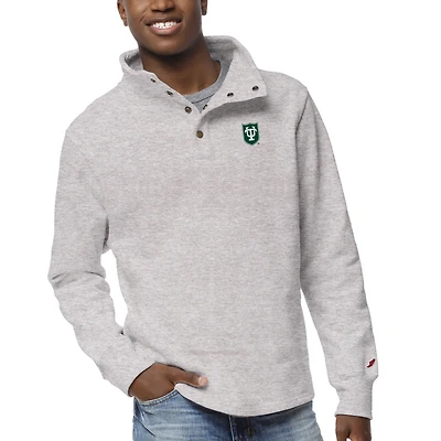 Men's League Collegiate Wear Ash Tulane Green Wave 1636 Fleece Quarter Snap Up Pullover Sweatshirt